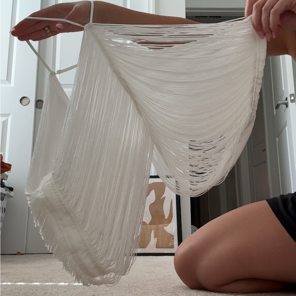 White Fringe top
